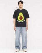 Mockup Boxy Heavyweight Tee Black male full-body 13