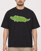 Mockup Boxy Heavyweight Tee Black male close-up 32