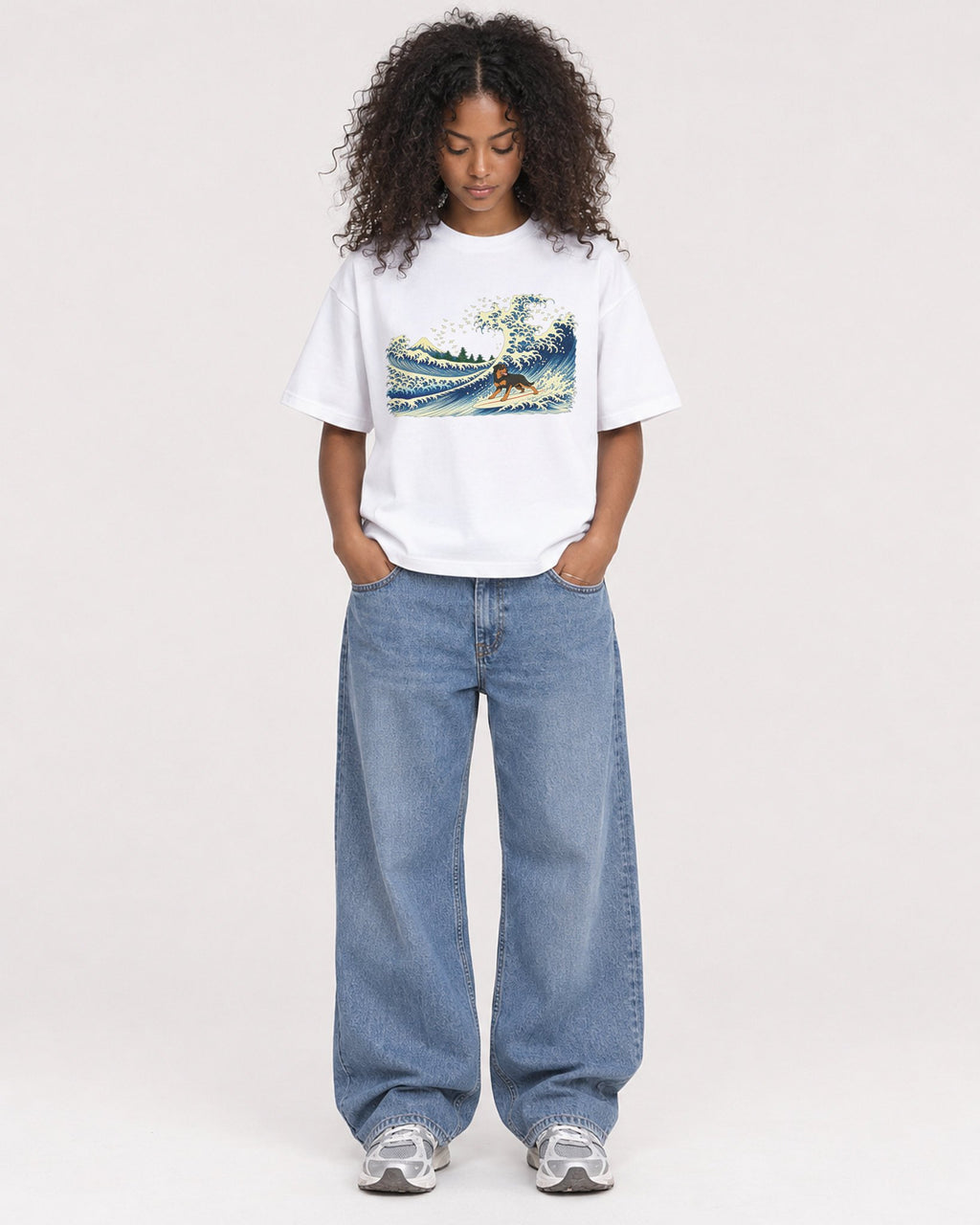 Mockup Boxy Heavyweight Tee White female full-body 05