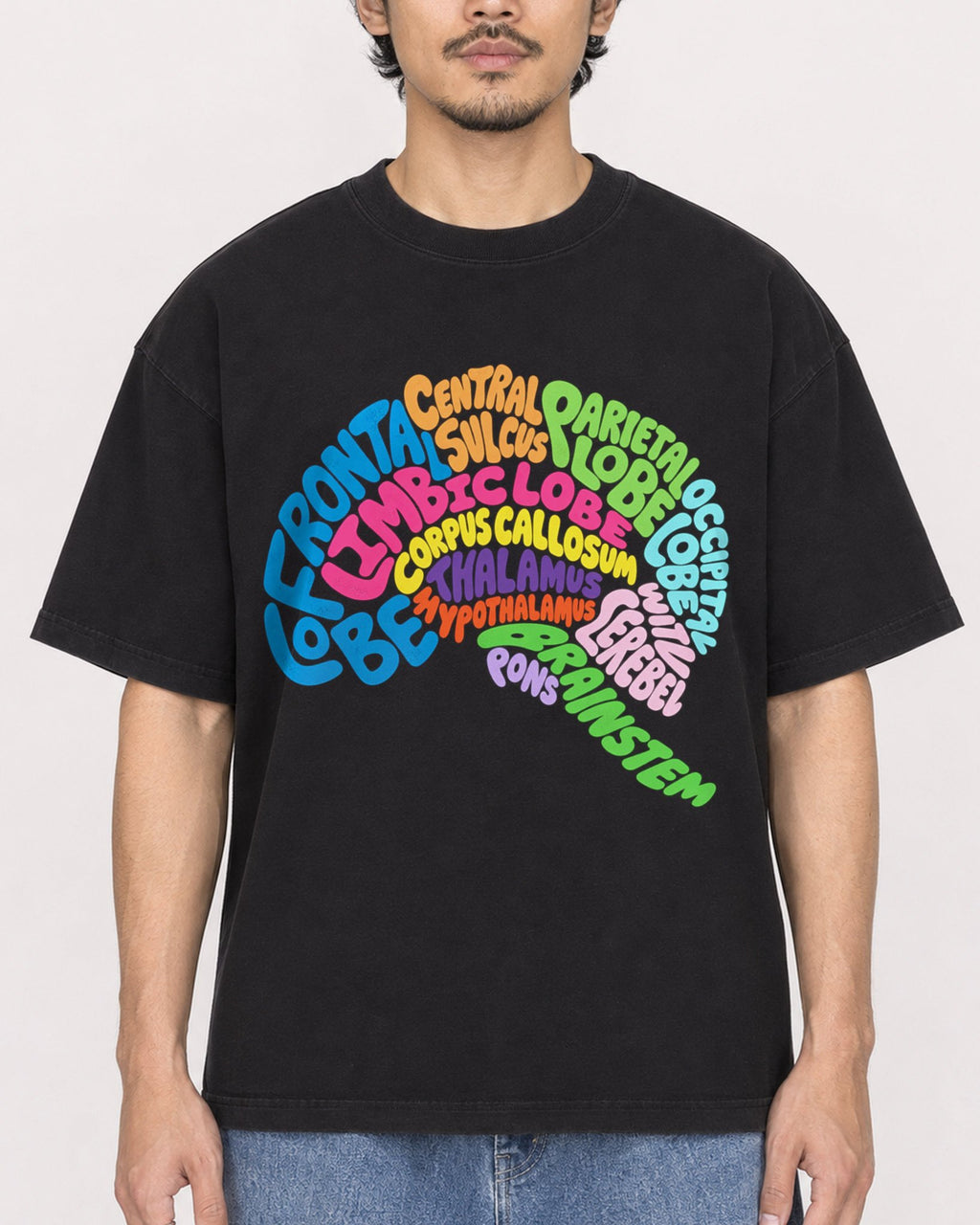 Mockup Boxy Heavyweight Tee Black male close-up 02