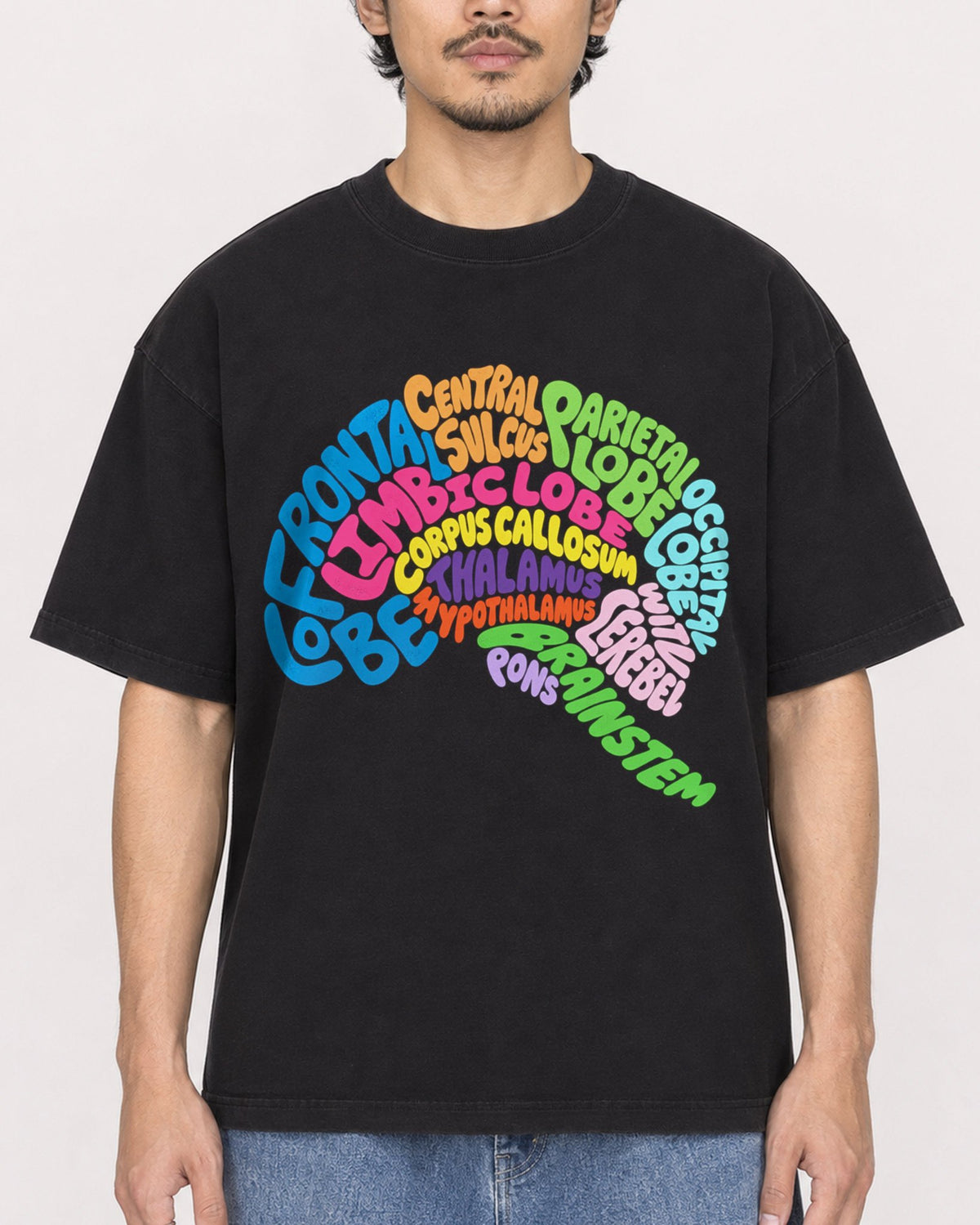 Mockup Boxy Heavyweight Tee Black male close-up 02