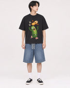 Mockup Boxy Heavyweight Tee Black male full-body 11