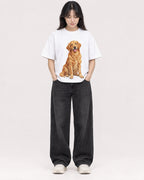 Mockup Boxy Heavyweight Tee White female full-body 13