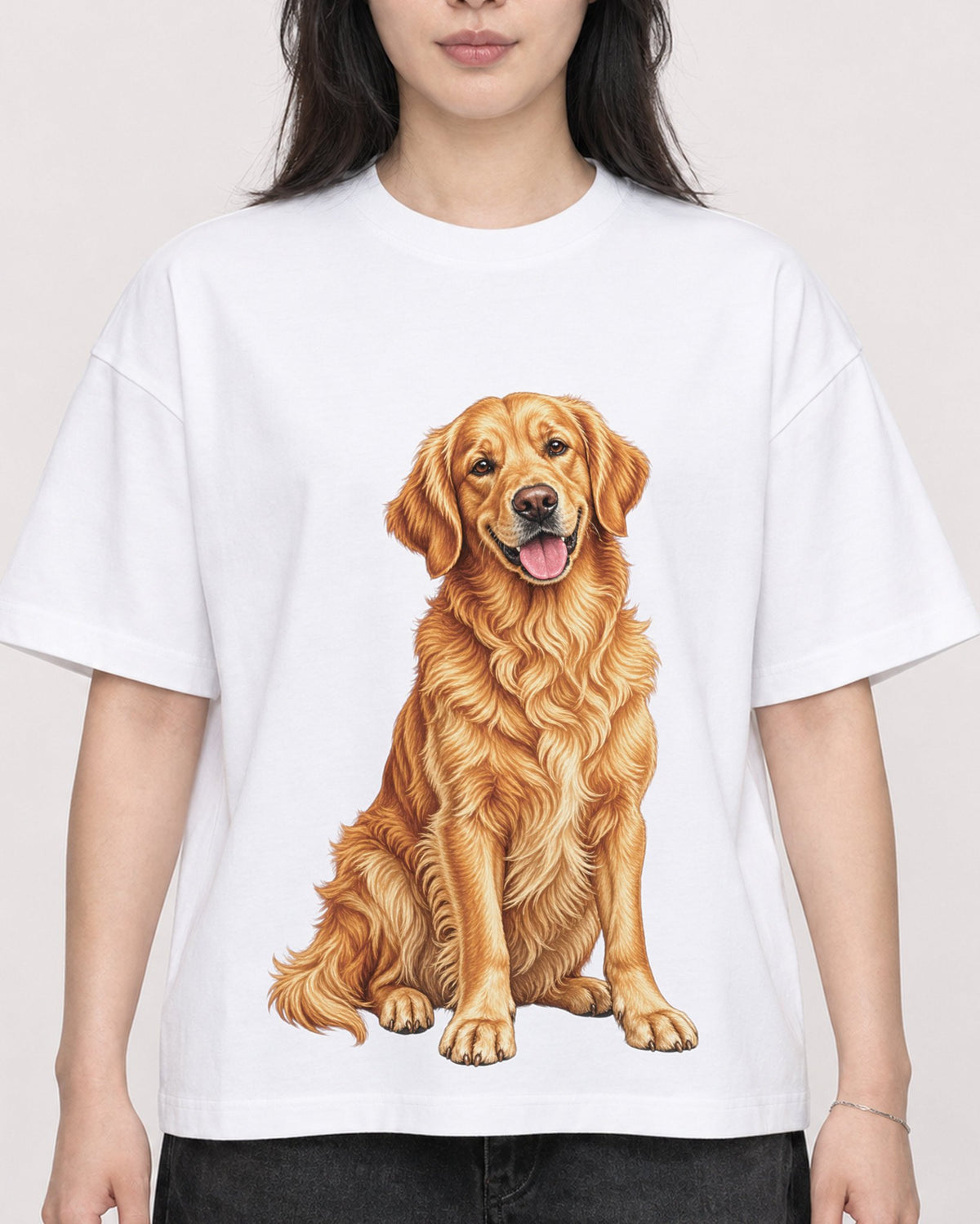 Mockup Boxy Heavyweight Tee White female close-up 13