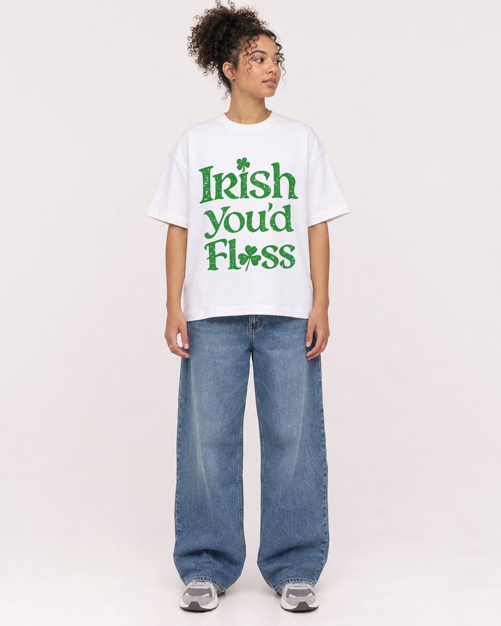 Mockup Boxy Heavyweight Tee White female full-body 20