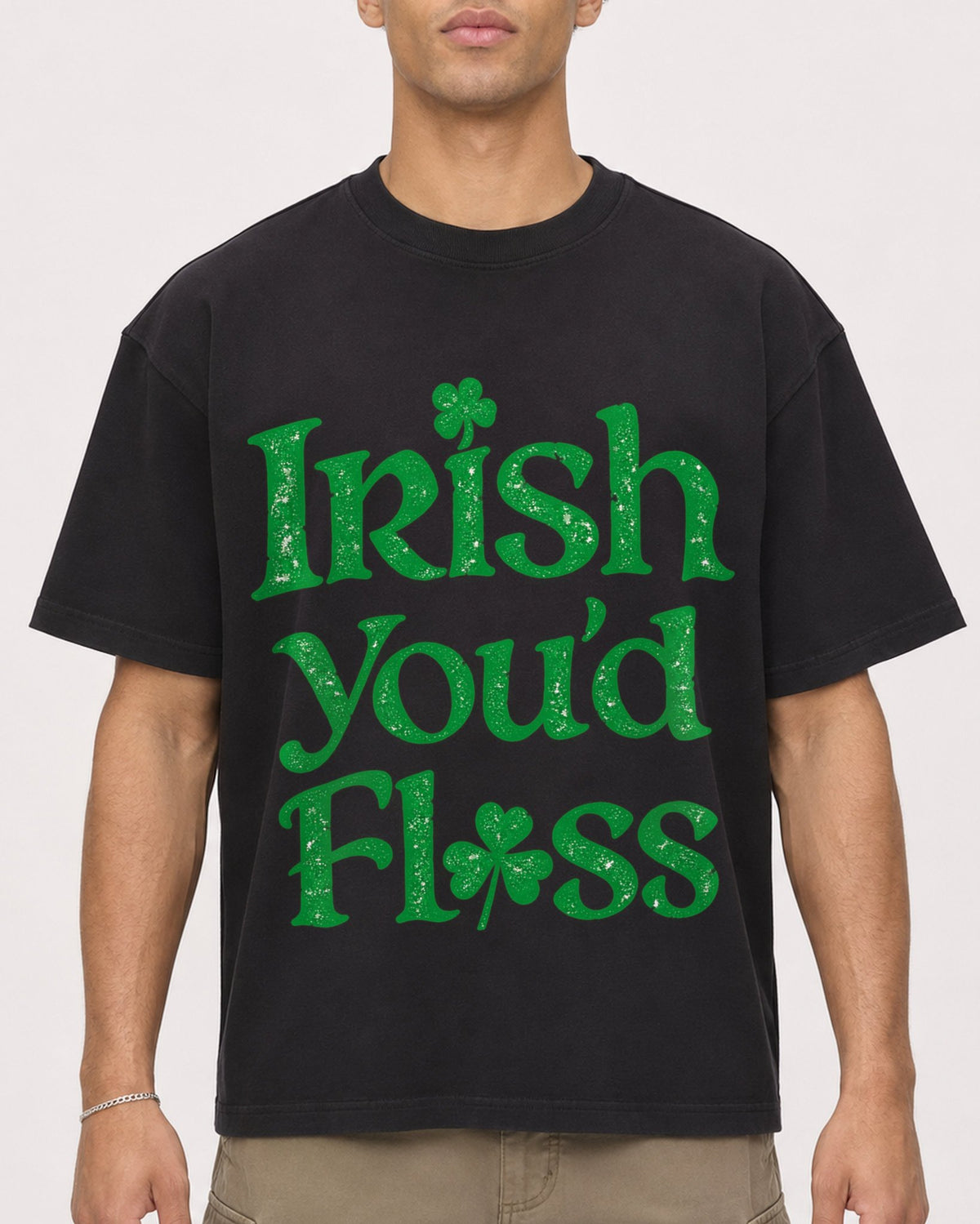 Mockup Boxy Heavyweight Tee Black male close-up 20