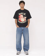 Mockup Boxy Heavyweight Tee Black male full-body 06