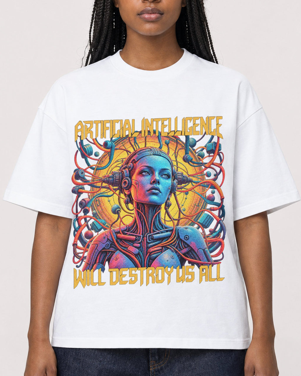 Mockup Boxy Heavyweight Tee White female close-up 04