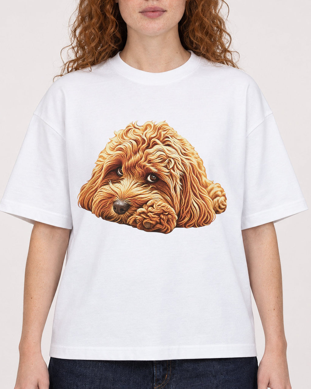 Mockup Boxy Heavyweight Tee White female close-up 09