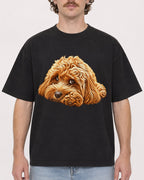 Mockup Boxy Heavyweight Tee Black male close-up 09