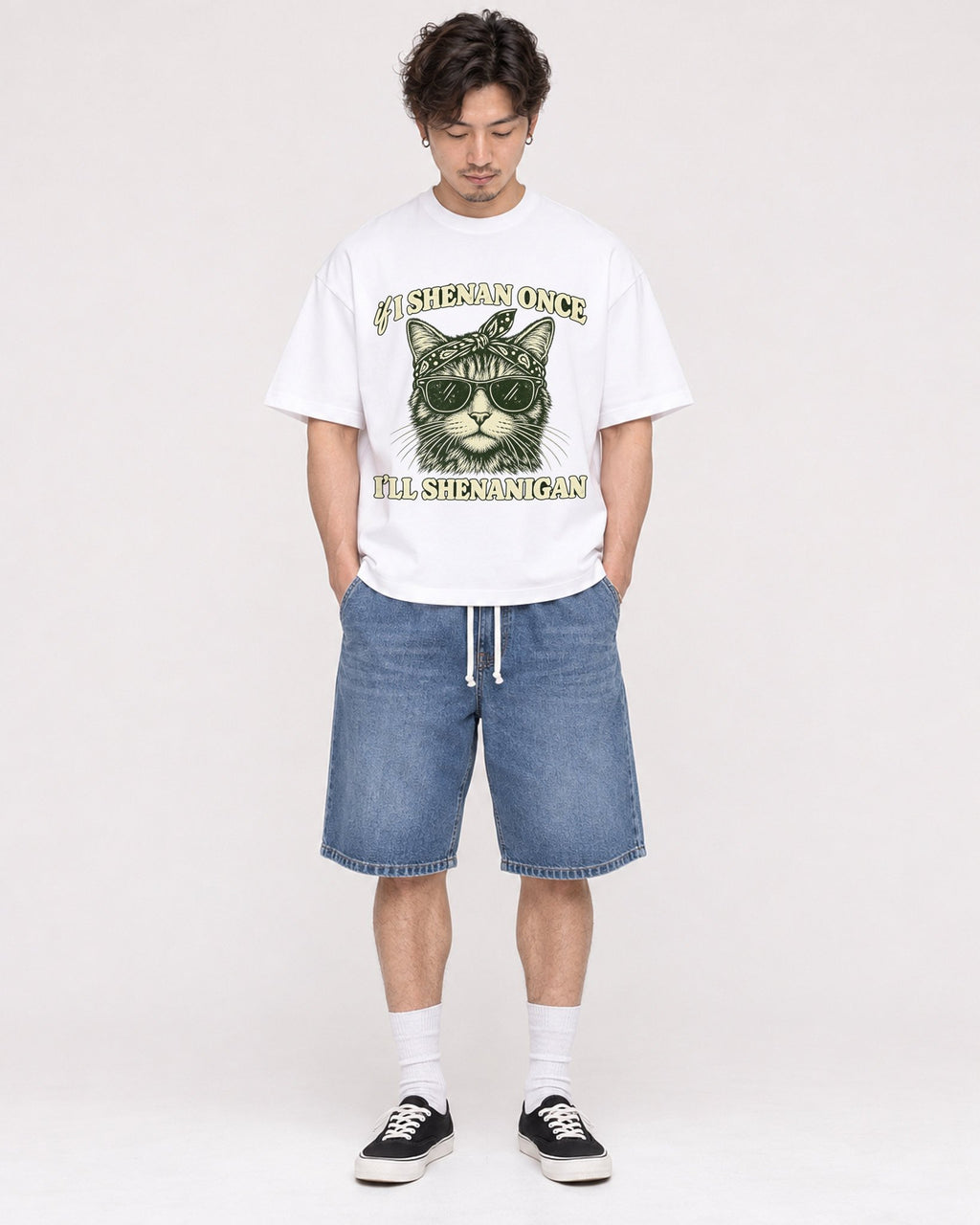 Mockup Boxy Heavyweight Tee White male full-body 03