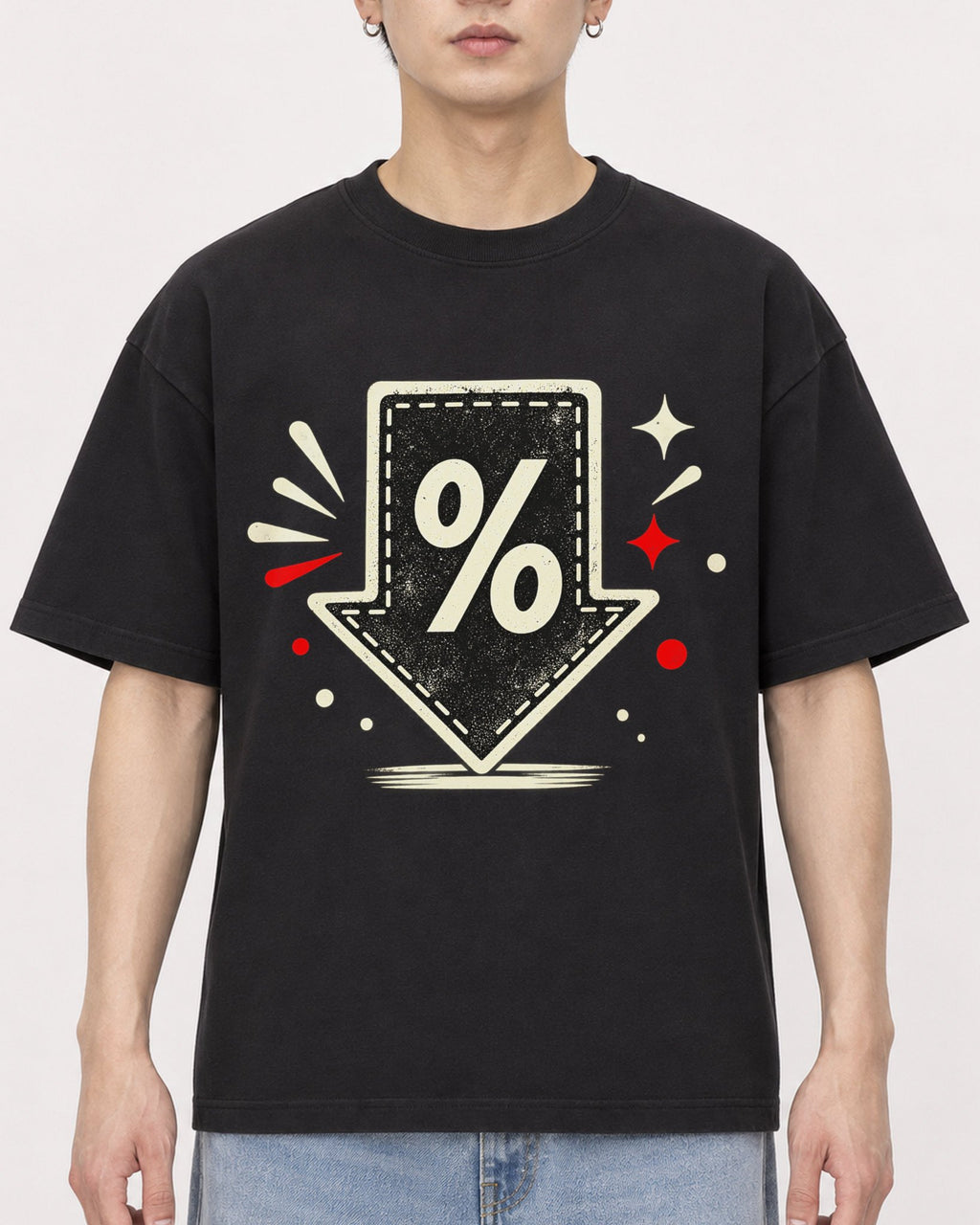Mockup Boxy Heavyweight Tee Black male close-up 01