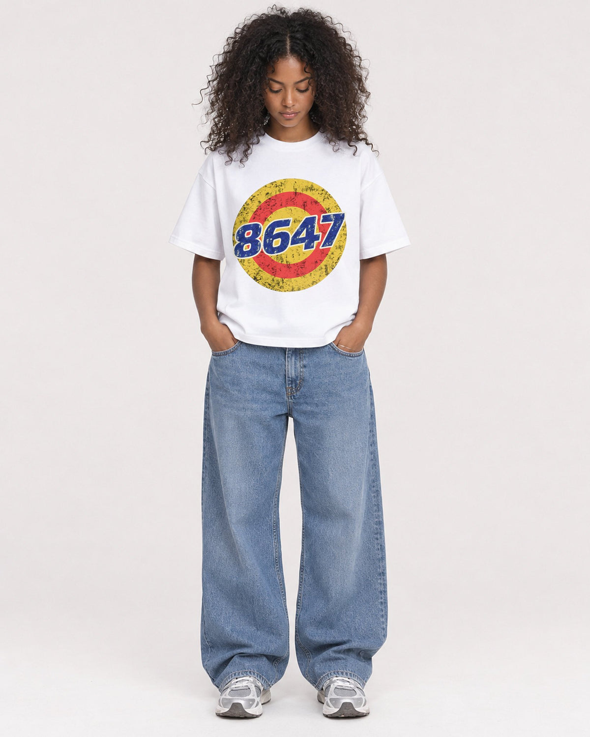 Mockup Boxy Heavyweight Tee White female full-body 05