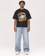 Mockup Boxy Heavyweight Tee Black male full-body 05
