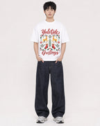 Mockup Boxy Heavyweight Tee White male full-body 01