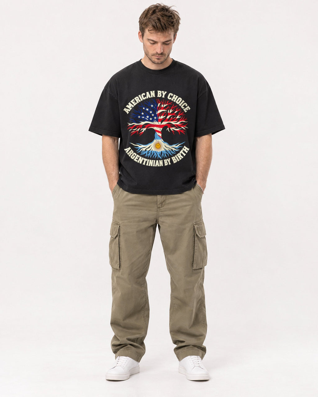 Mockup Boxy Heavyweight Tee Black male full-body 08
