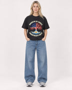 Mockup Boxy Heavyweight Tee Black female full-body 08