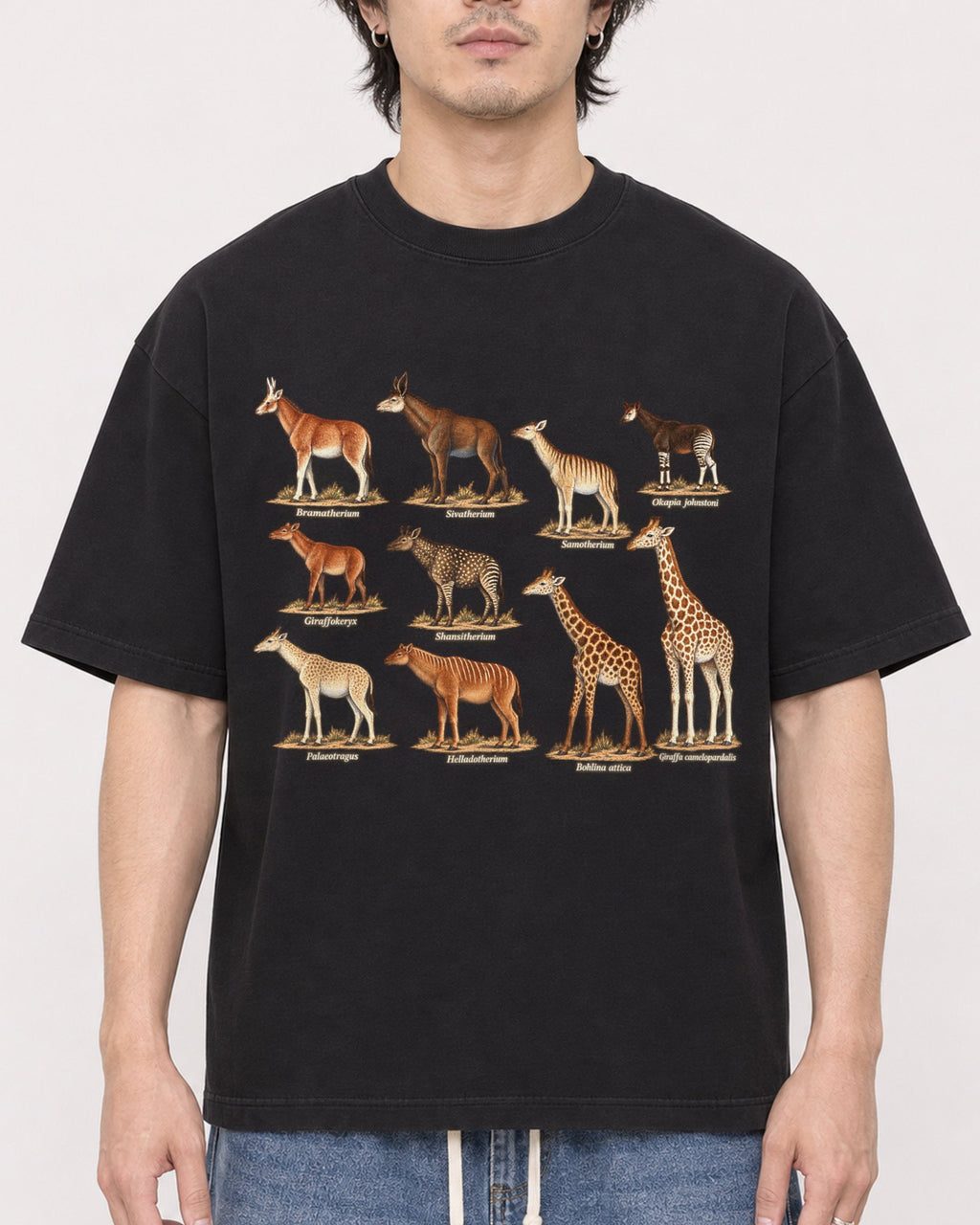 Mockup Boxy Heavyweight Tee Black male close-up 03