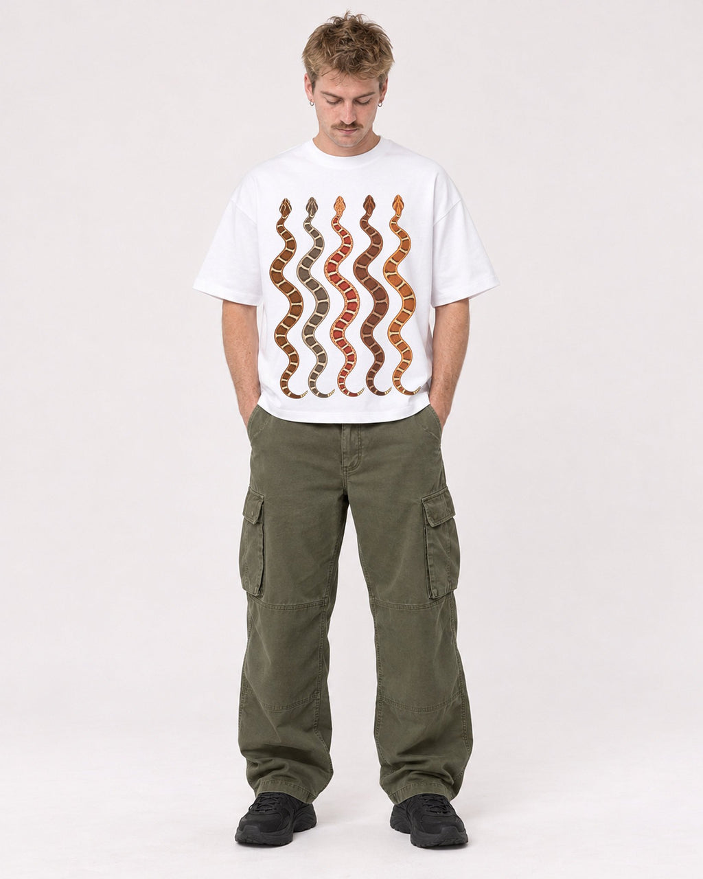 Mockup Boxy Heavyweight Tee White male full-body 19