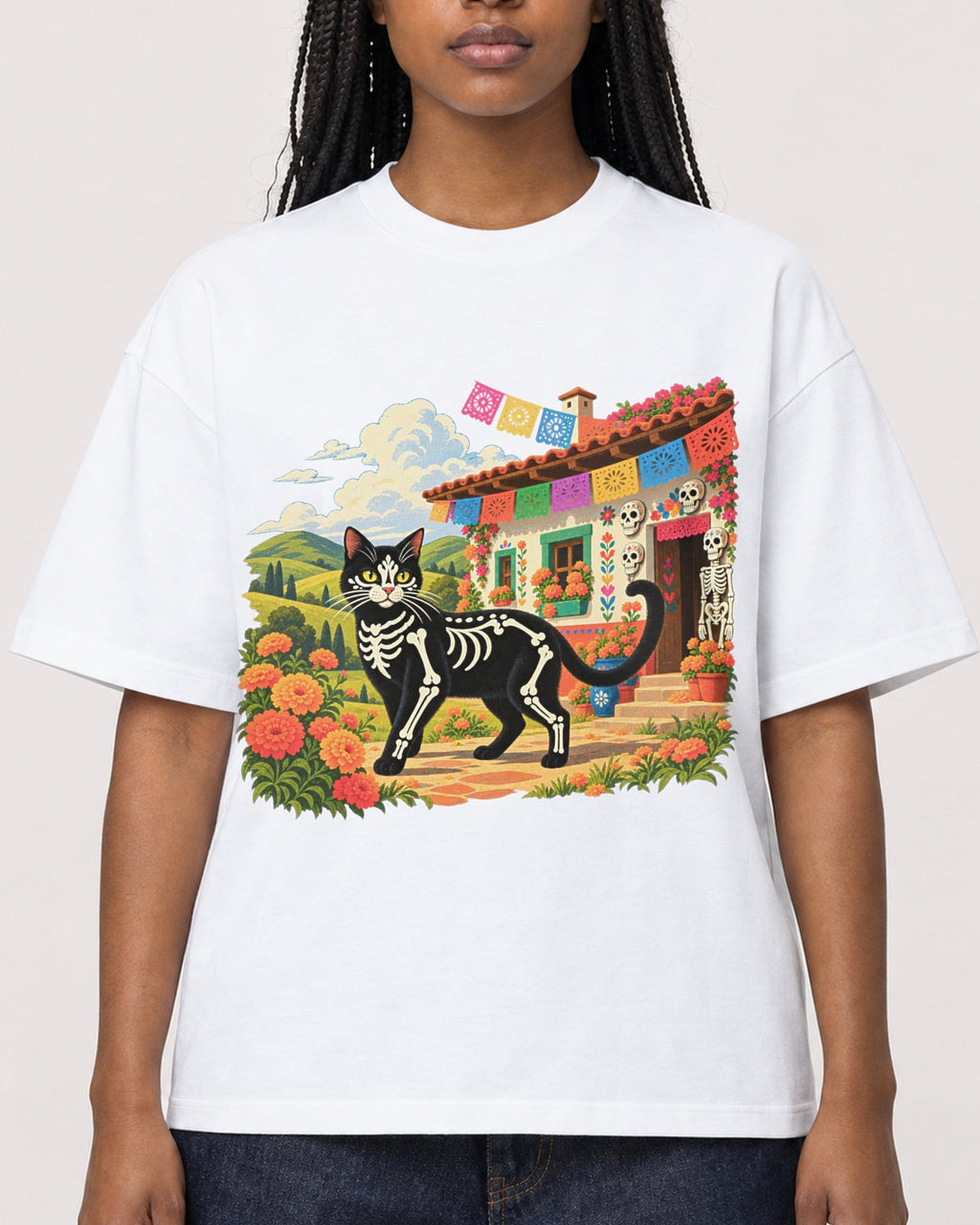 Mockup Boxy Heavyweight Tee White female close-up 04
