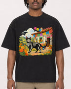 Mockup Boxy Heavyweight Tee Black male close-up 04
