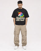 Mockup Boxy Heavyweight Tee Black male full-body 12
