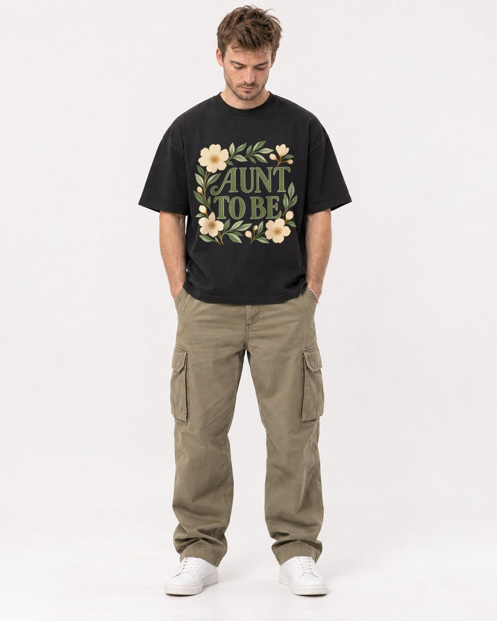 Mockup Boxy Heavyweight Tee Black male full-body 08