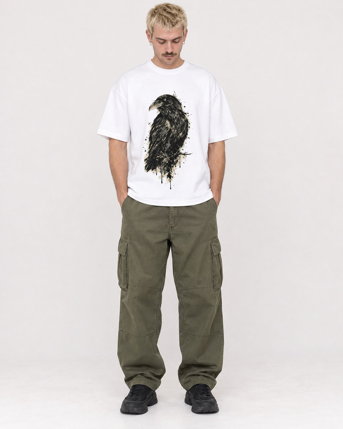 Mockup Boxy Heavyweight Tee White male full-body 39