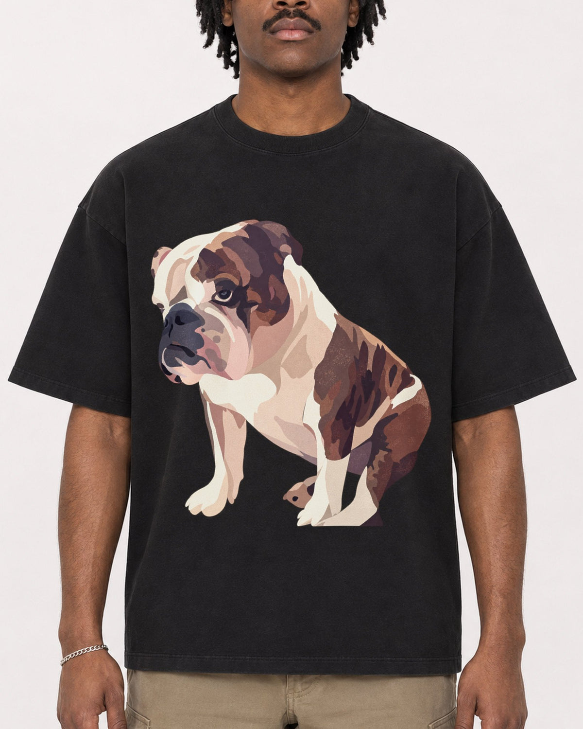 Mockup Boxy Heavyweight Tee Black male close-up 04