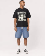 Mockup Boxy Heavyweight Tee Black male full-body 35