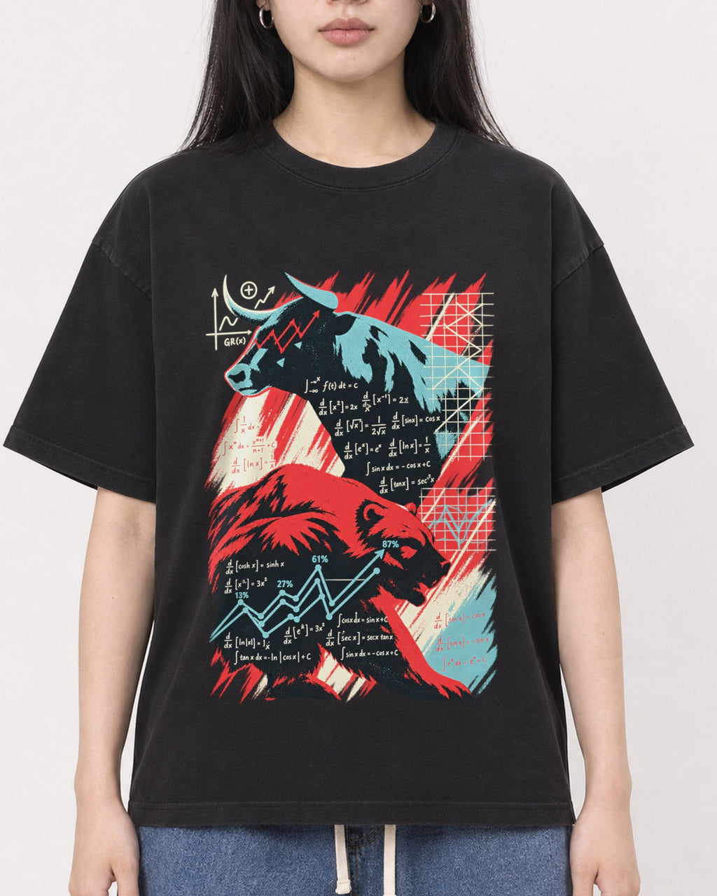 Mockup Boxy Heavyweight Tee Black female close-up 01