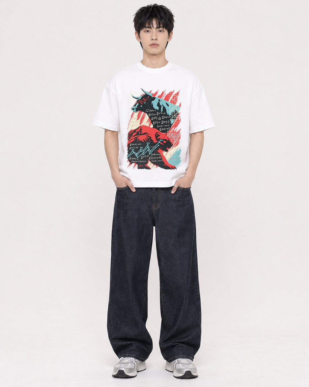 Mockup Boxy Heavyweight Tee White male full-body 01