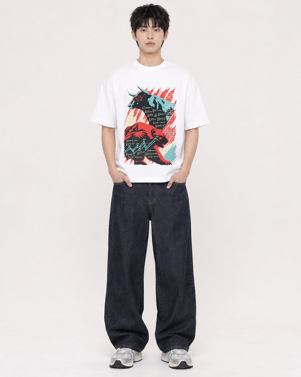 Mockup Boxy Heavyweight Tee White male full-body 01