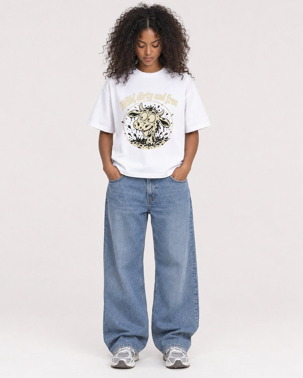 Mockup Boxy Heavyweight Tee White female full-body 05