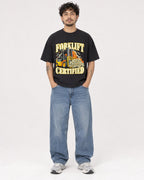 Mockup Boxy Heavyweight Tee Black male full-body 42