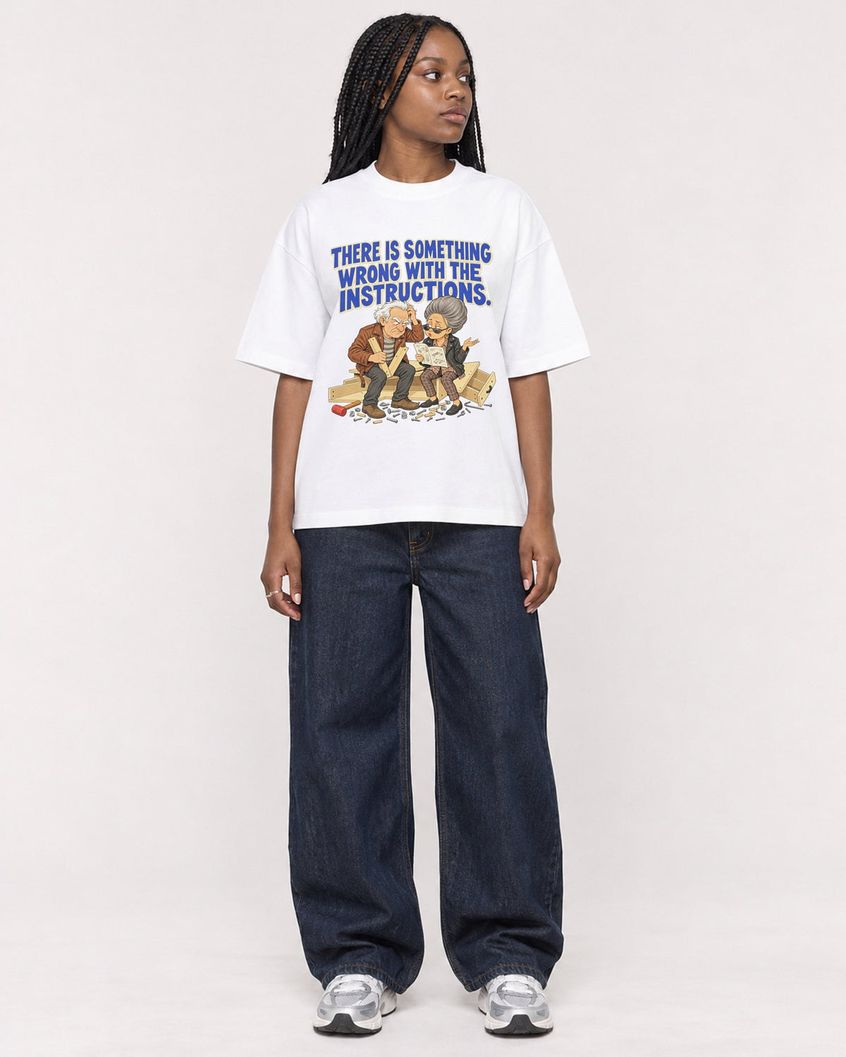 Mockup Boxy Heavyweight Tee White female full-body 04