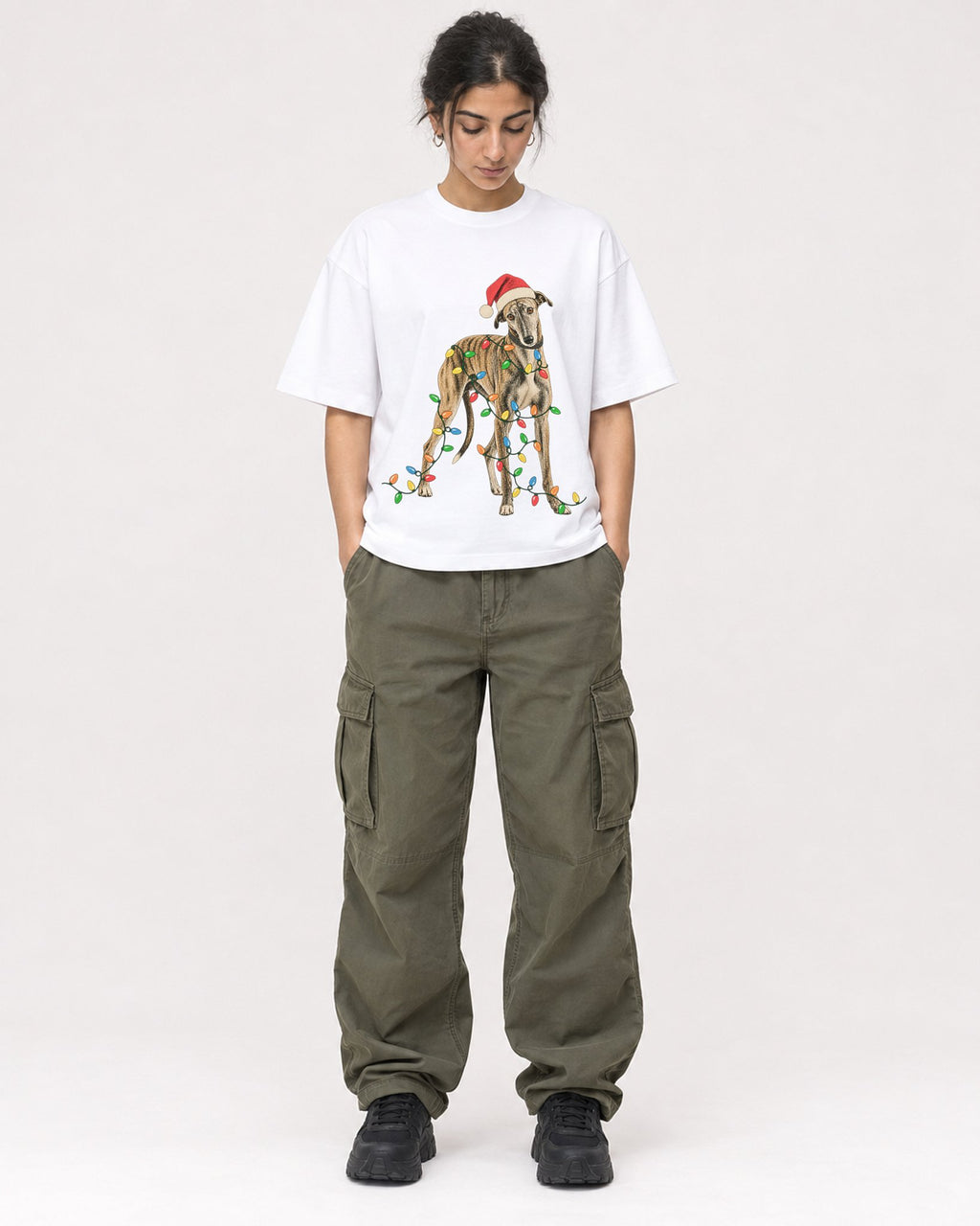 Mockup Boxy Heavyweight Tee White female full-body 17