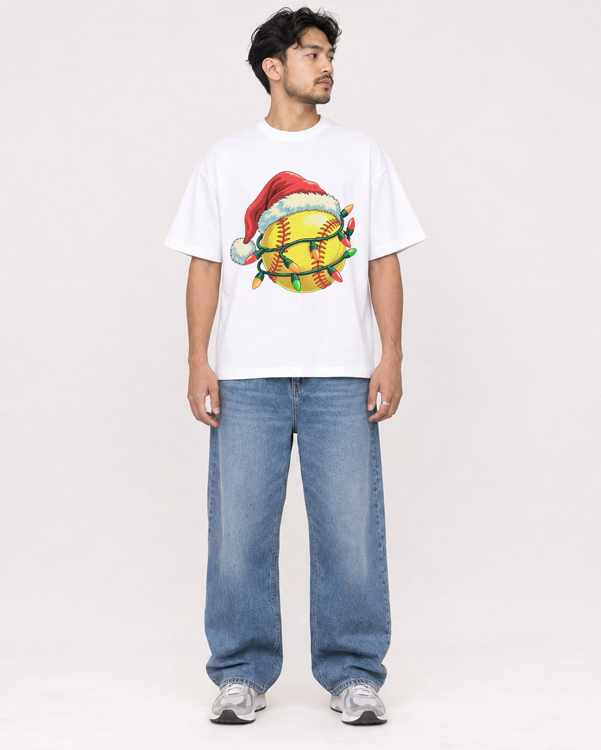 Mockup Boxy Heavyweight Tee White male full-body 02