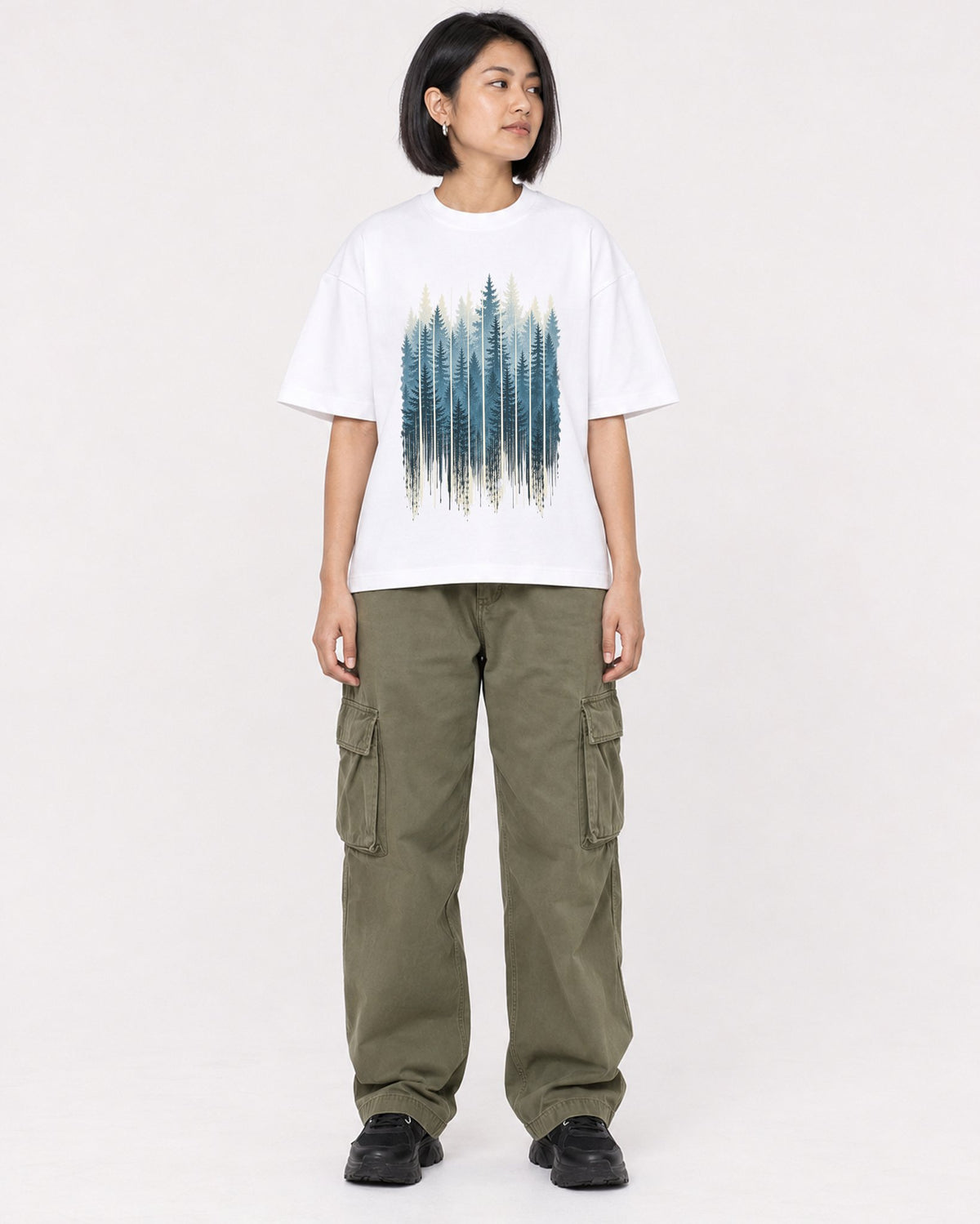 Mockup Boxy Heavyweight Tee White female full-body 32