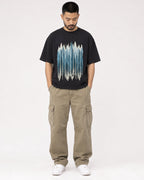Mockup Boxy Heavyweight Tee Black male full-body 32
