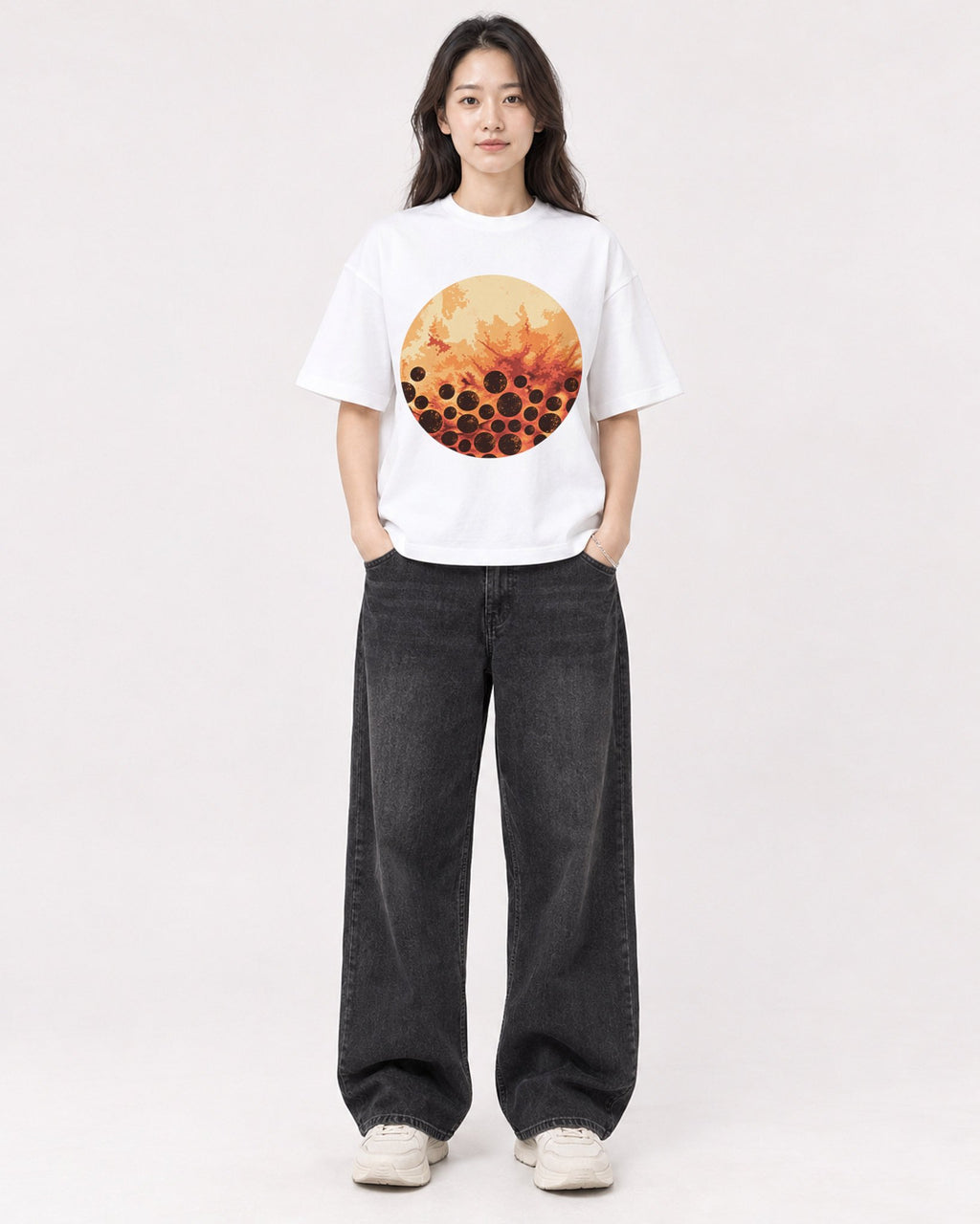 Mockup Boxy Heavyweight Tee White female full-body 03