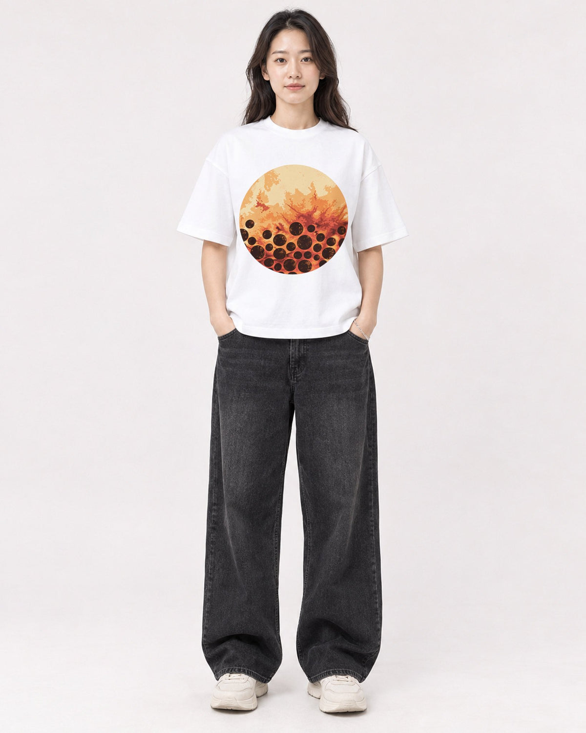 Mockup Boxy Heavyweight Tee White female full-body 03