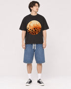 Mockup Boxy Heavyweight Tee Black male full-body 03