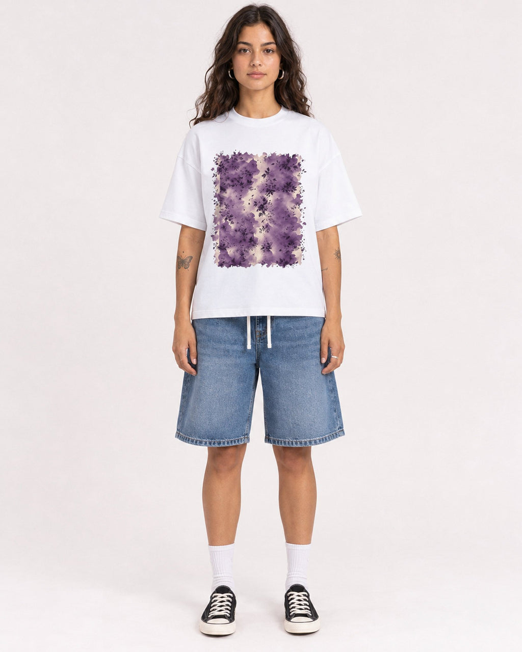 Mockup Boxy Heavyweight Tee White female full-body 06
