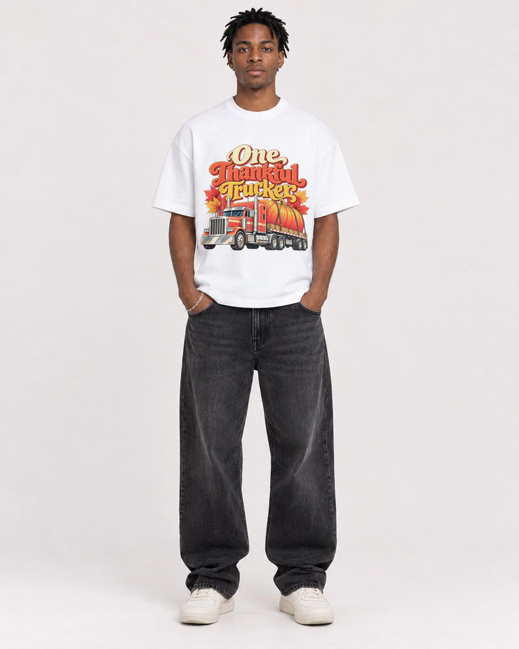 Mockup Boxy Heavyweight Tee White male full-body 05