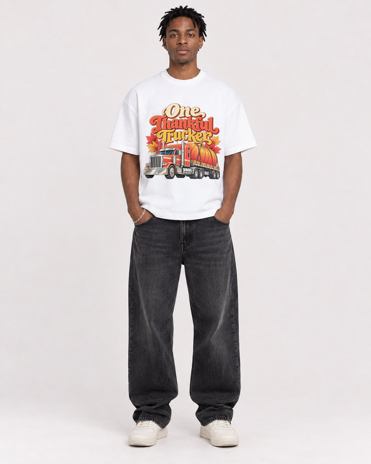 Mockup Boxy Heavyweight Tee White male full-body 05