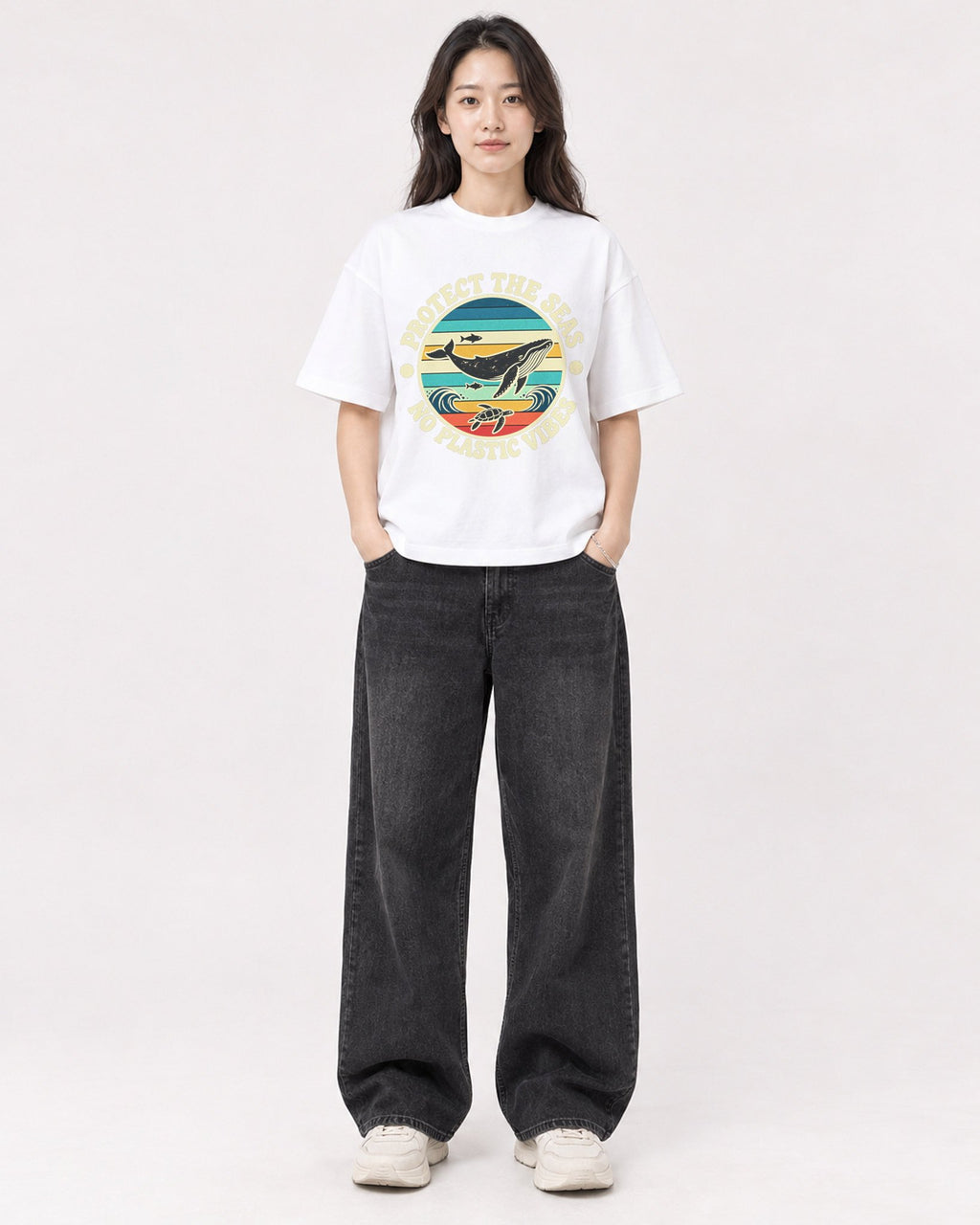 Mockup Boxy Heavyweight Tee White female full-body 03