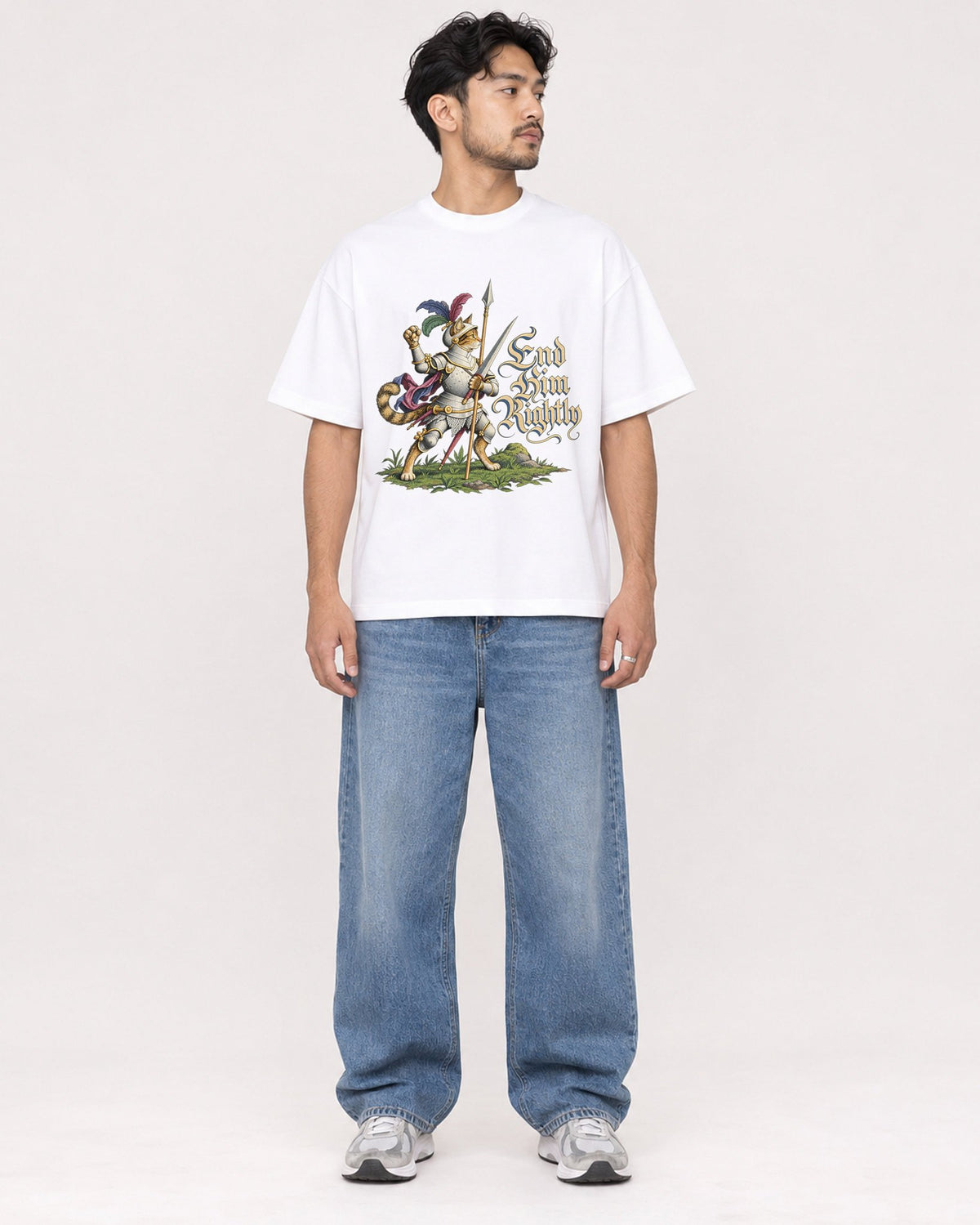 Mockup Boxy Heavyweight Tee White male full-body 02