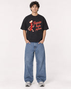 Mockup Boxy Heavyweight Tee Black male full-body 26