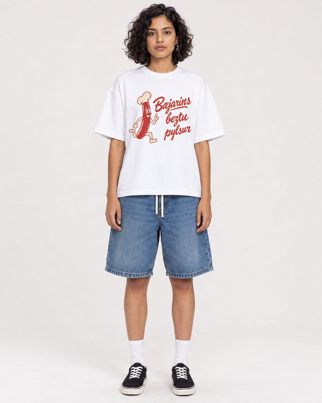 Mockup Boxy Heavyweight Tee White female full-body 26